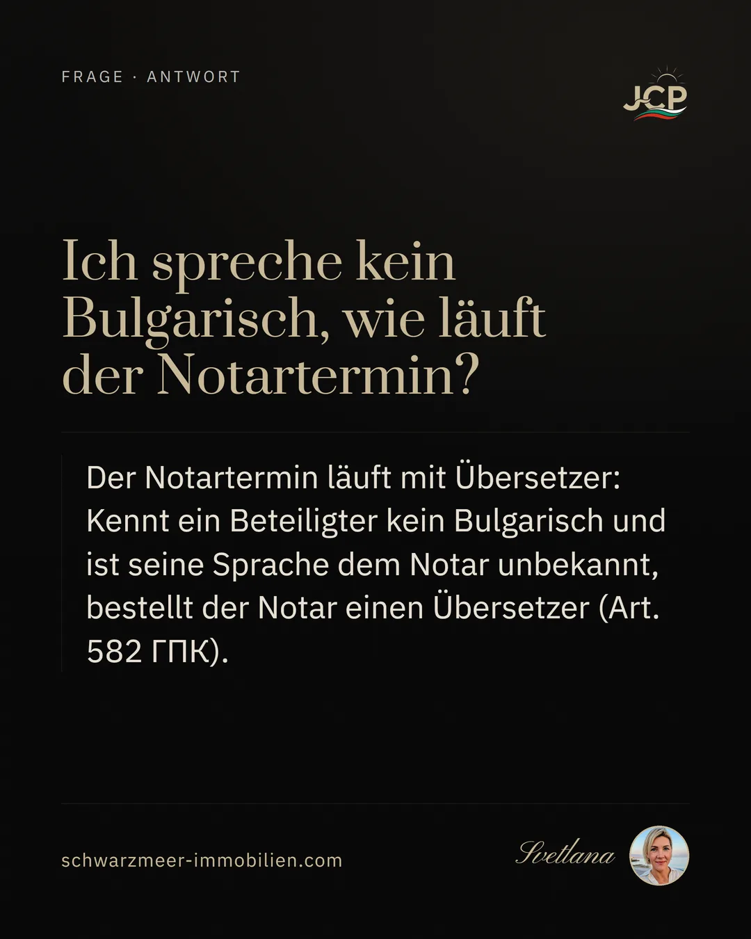 Ich spreche kein Bulgarisch, wie läuft der Notartermin?