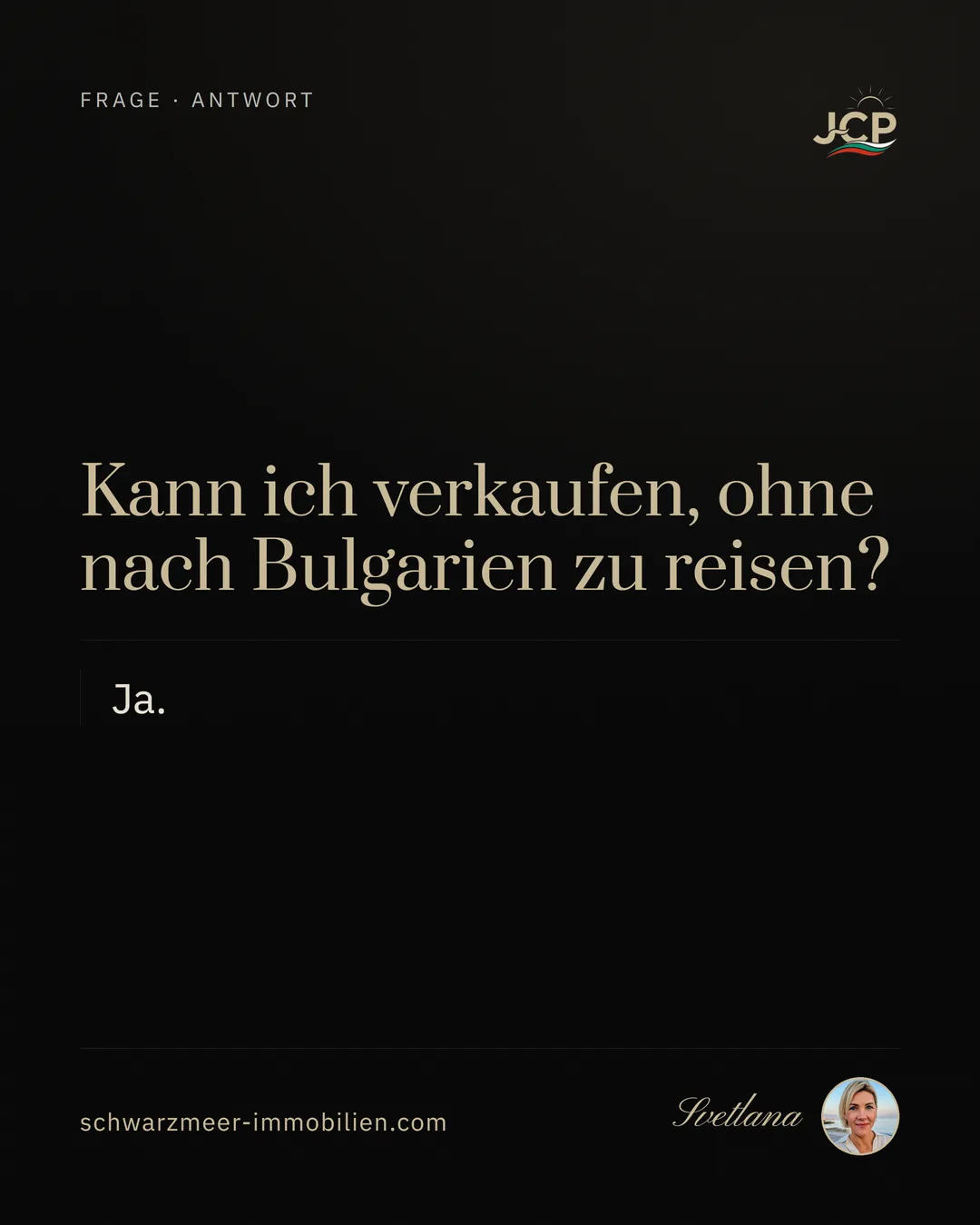 Kann ich verkaufen, ohne nach Bulgarien zu reisen?