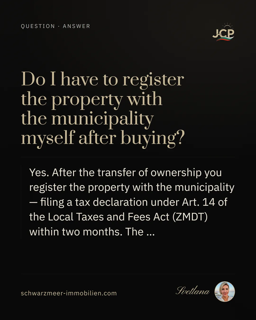 Do I have to register the property with the municipality myself after buying?