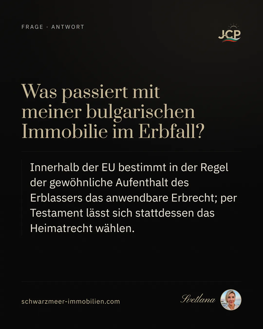 Was passiert mit meiner bulgarischen Immobilie im Erbfall?