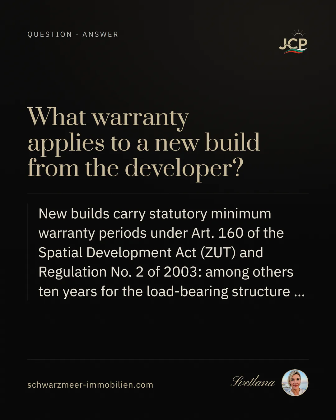 What warranty applies to a new build from the developer?
