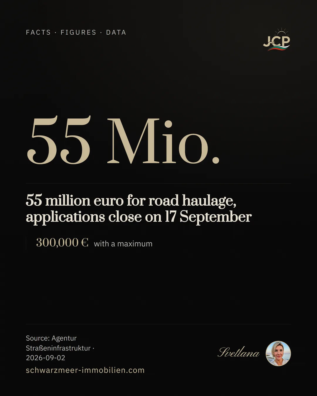 55 million euro for road haulage, applications close on 17 September