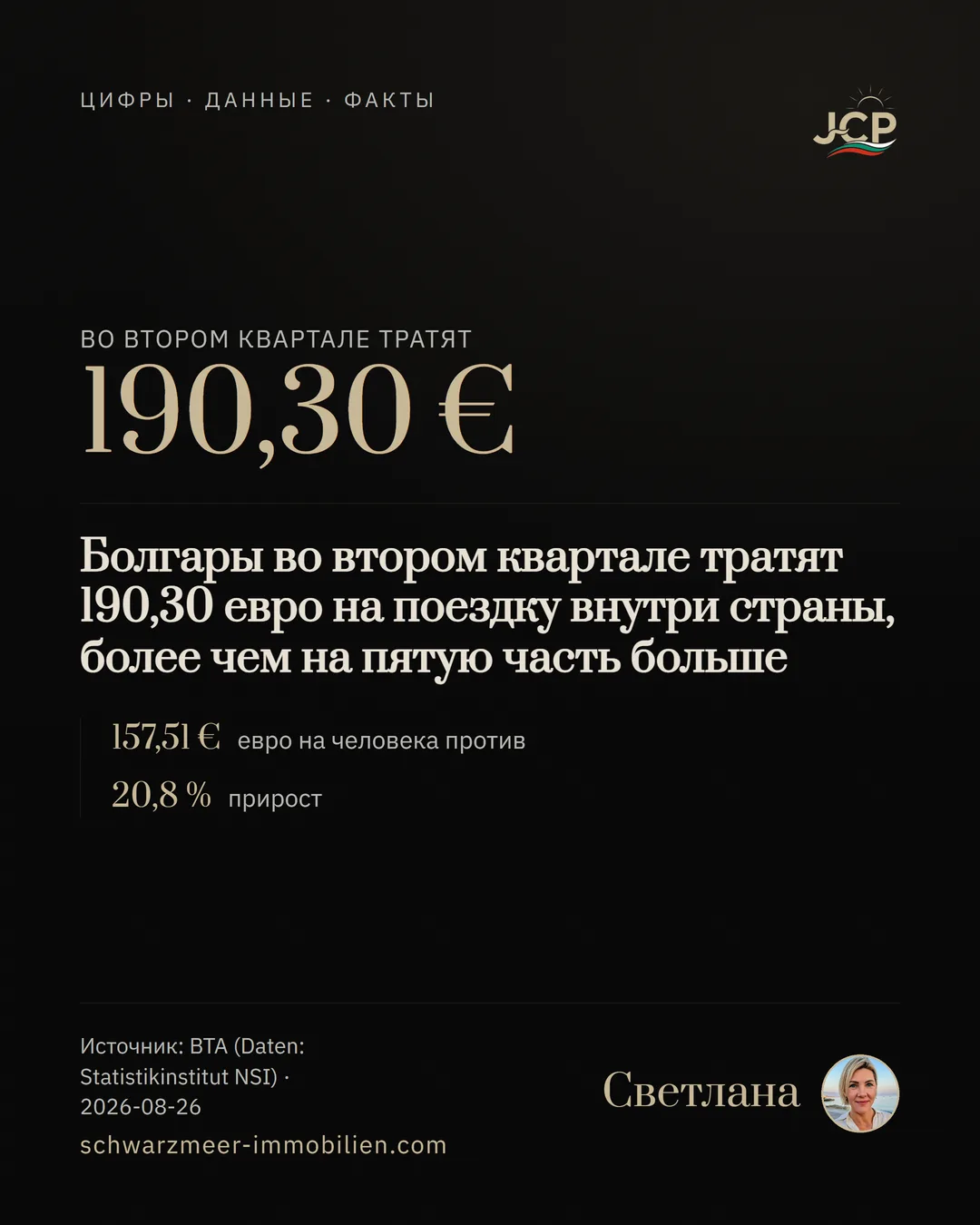 Болгары во втором квартале тратят 190,30 евро на поездку внутри страны, более чем на пятую часть больше