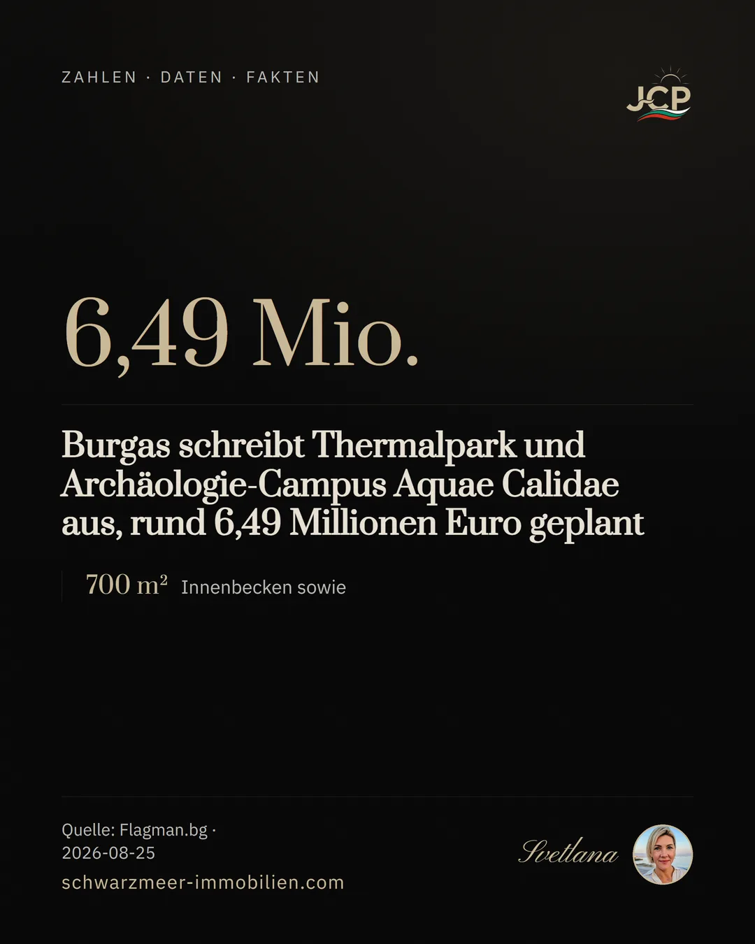 Burgas schreibt Thermalpark und Archäologie-Campus Aquae Calidae aus, rund 6,49 Millionen Euro geplant