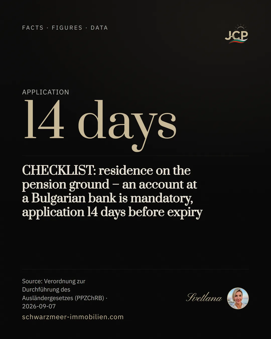 CHECKLIST: residence on the pension ground – an account at a Bulgarian bank is mandatory, application 14 days before expiry