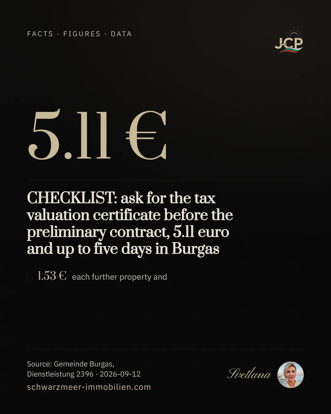 CHECKLIST: ask for the tax valuation certificate before the preliminary contract, 5.11 euro and up to five days in Burgas
