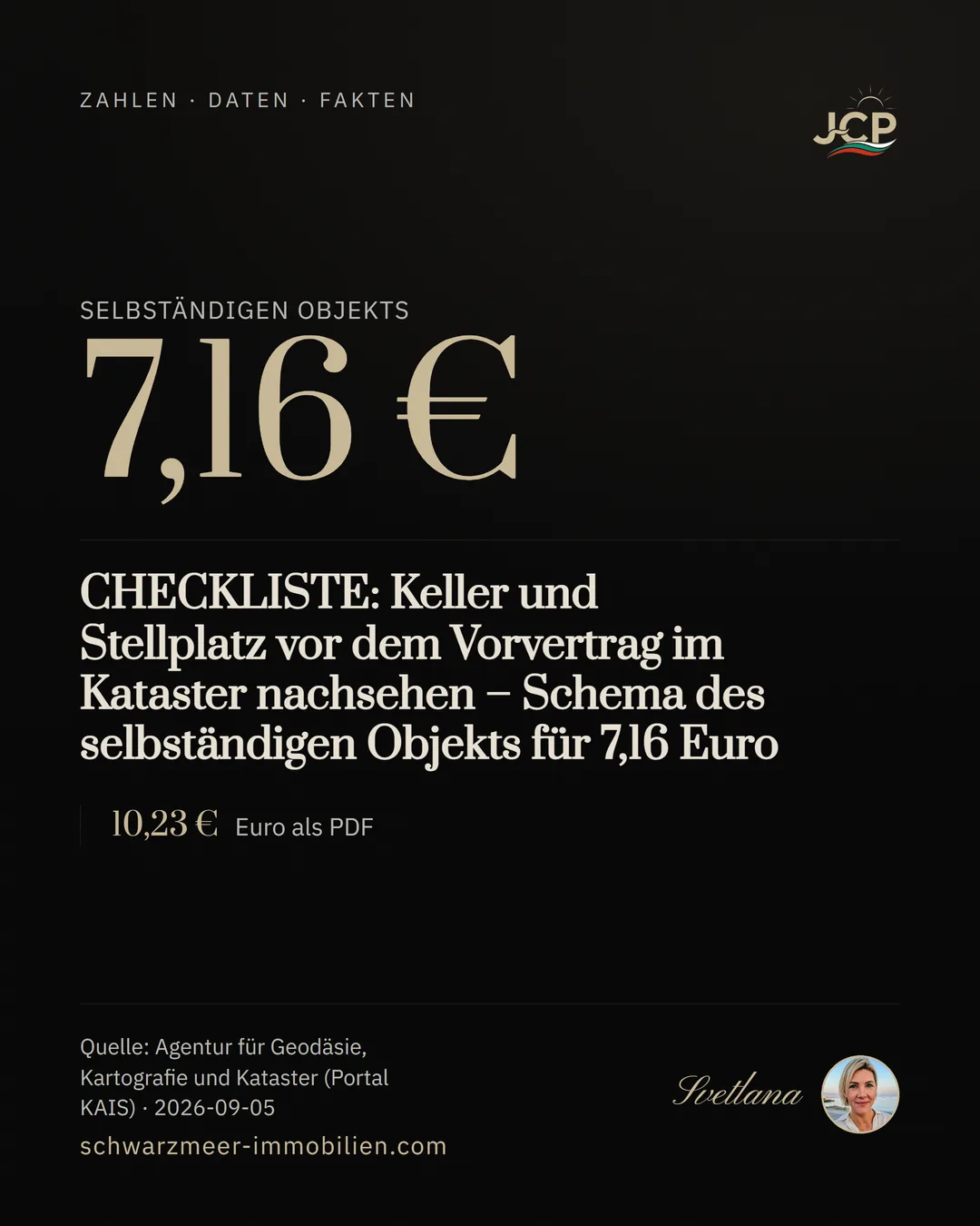 CHECKLISTE: Keller und Stellplatz vor dem Vorvertrag im Kataster nachsehen – Schema des selbständigen Objekts für 7,16 Euro