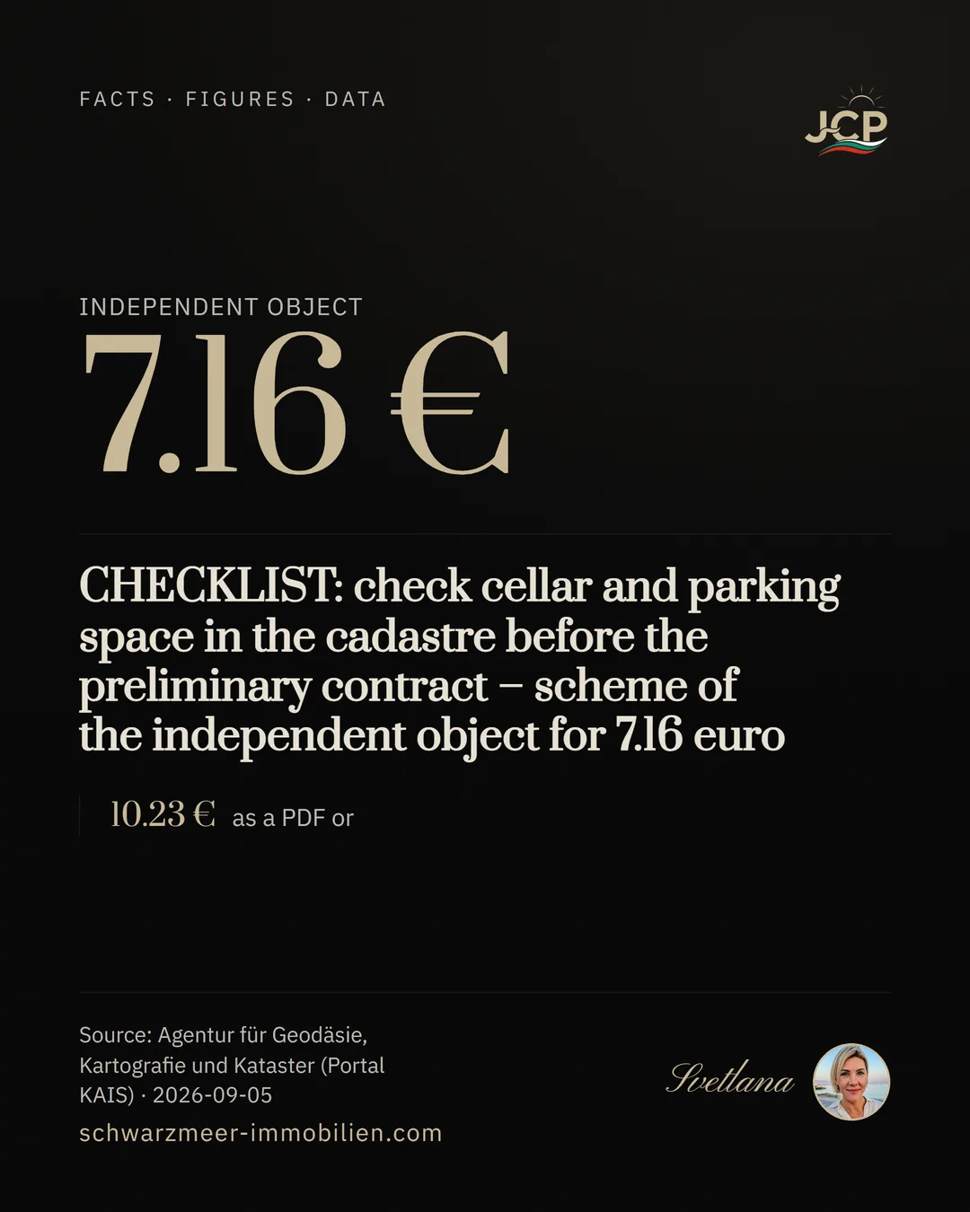 CHECKLIST: check cellar and parking space in the cadastre before the preliminary contract – scheme of the independent object for 7.16 euro