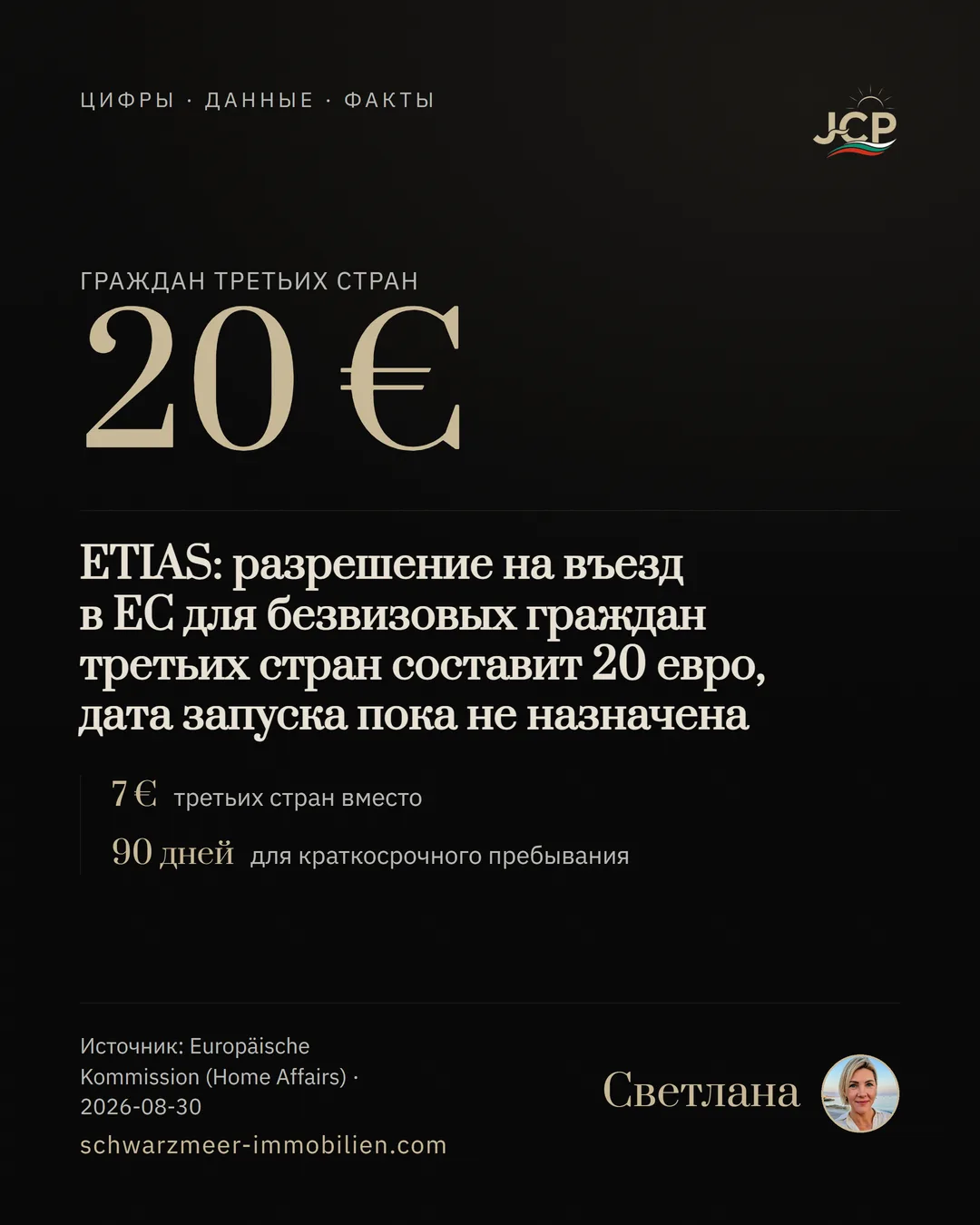 ETIAS: разрешение на въезд в ЕС для безвизовых граждан третьих стран составит 20 евро, дата запуска пока не назначена