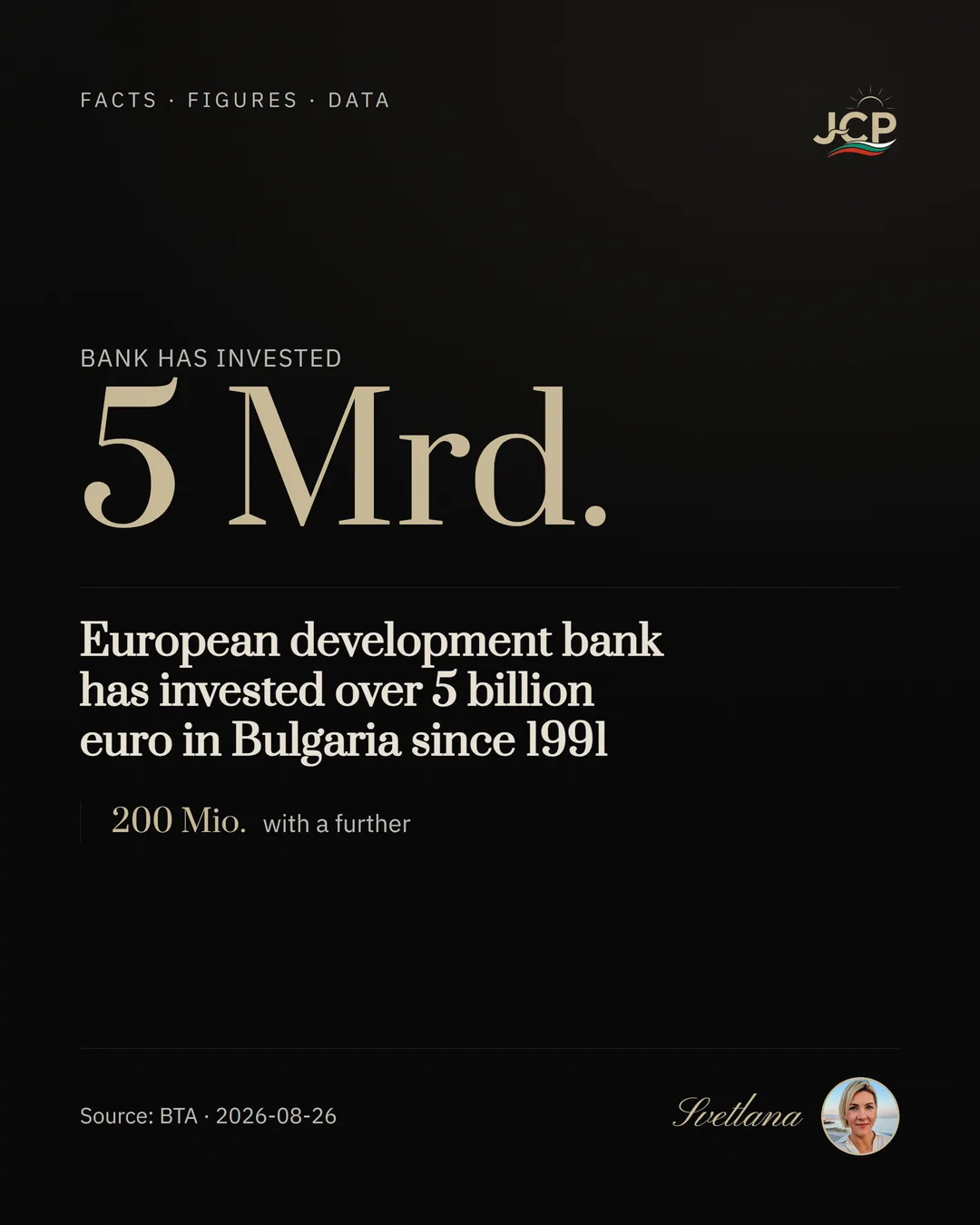 European development bank has invested over 5 billion euro in Bulgaria since 1991