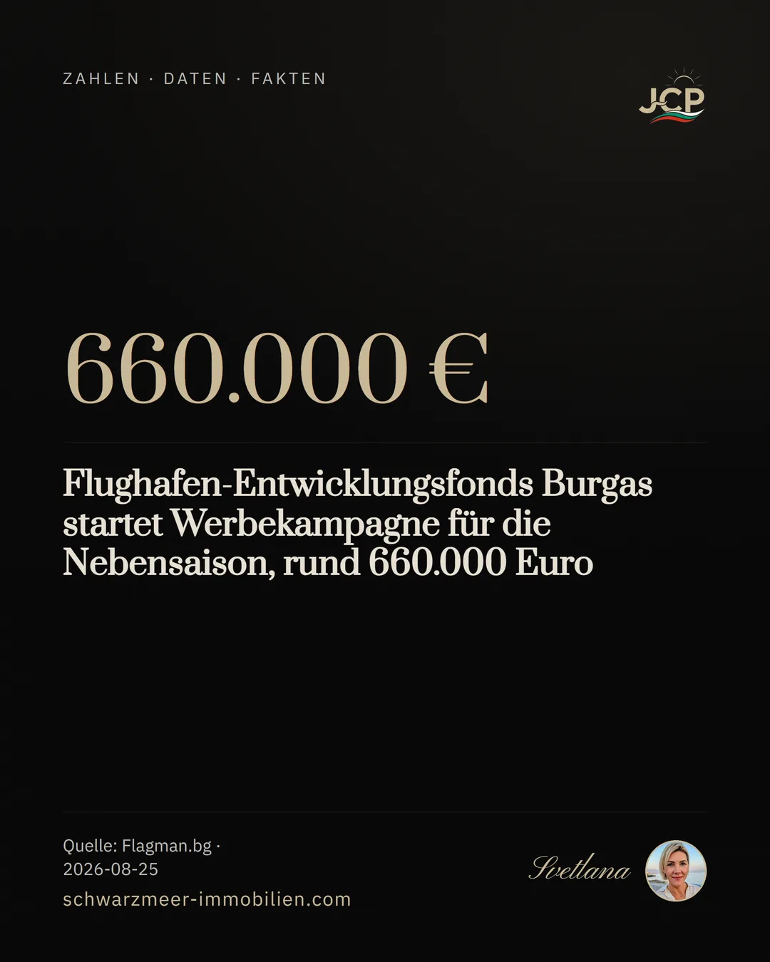 Flughafen-Entwicklungsfonds Burgas startet Werbekampagne für die Nebensaison, rund 660.000 Euro
