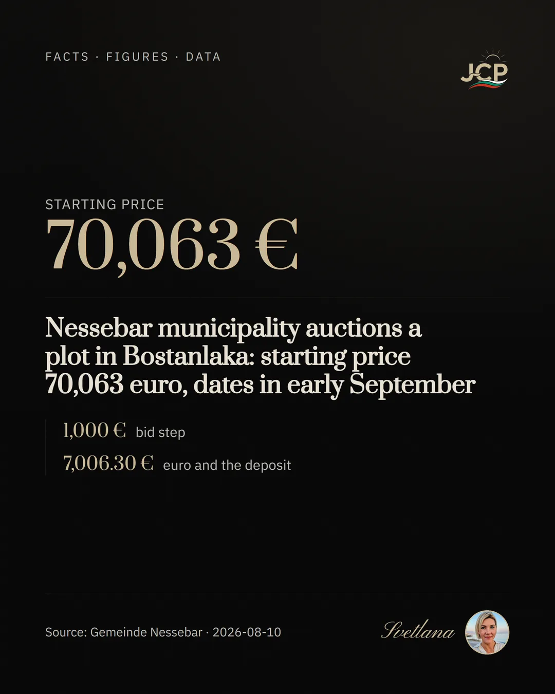 Nessebar municipality auctions a plot in Bostanlaka: starting price 70,063 euro, dates in early September