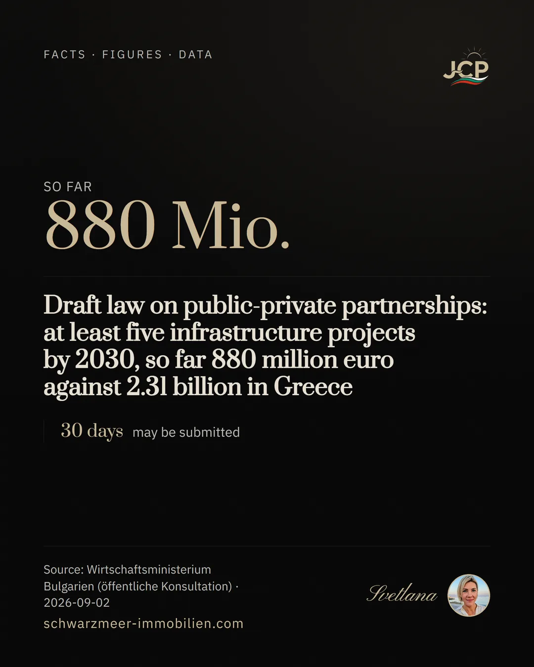 Draft law on public-private partnerships: at least five infrastructure projects by 2030, so far 880 million euro against 2.31 billion in Greece