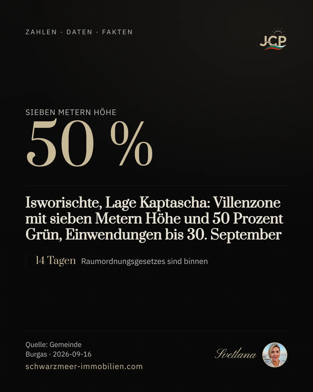 Isworischte, Lage Kaptascha: Villenzone mit sieben Metern Höhe und 50 Prozent Grün, Einwendungen bis 30. September