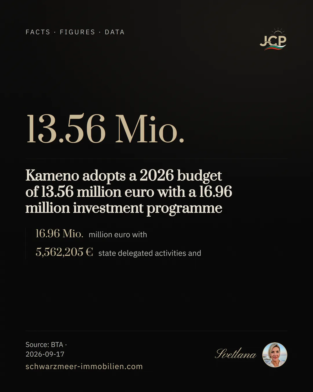 Kameno adopts a 2026 budget of 13.56 million euro with a 16.96 million investment programme