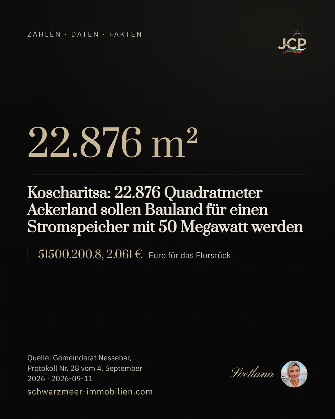 Koscharitsa: 22.876 Quadratmeter Ackerland sollen Bauland für einen Stromspeicher mit 50 Megawatt werden