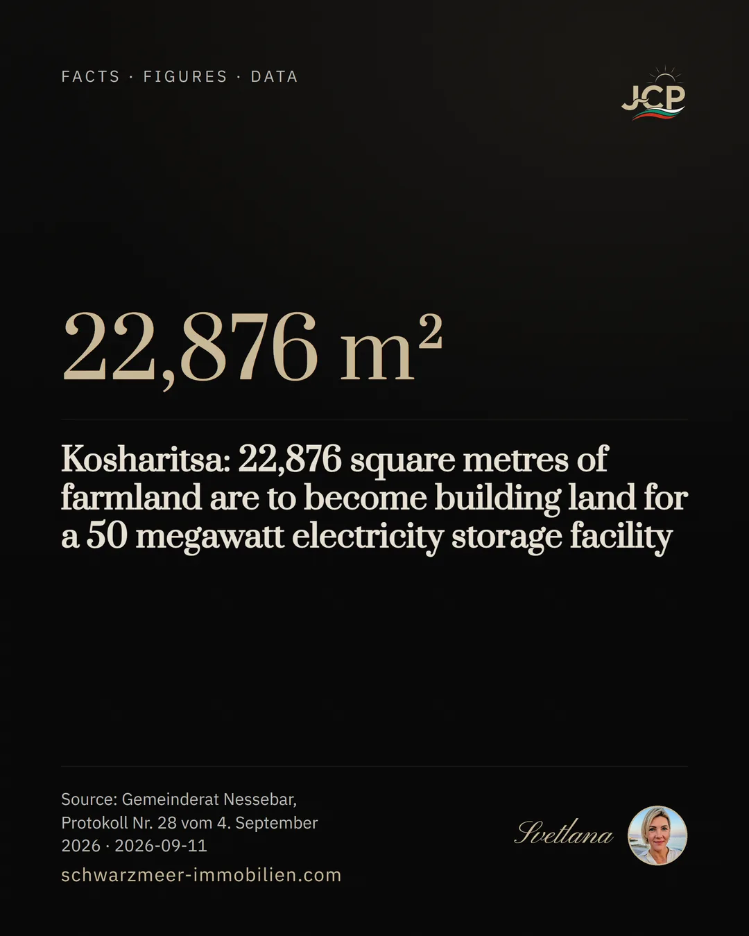Kosharitsa: 22,876 square metres of farmland are to become building land for a 50 megawatt electricity storage facility