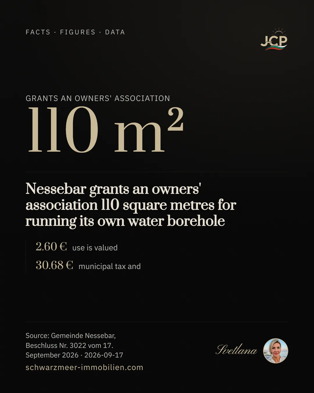 Nessebar grants an owners' association 110 square metres for running its own water borehole