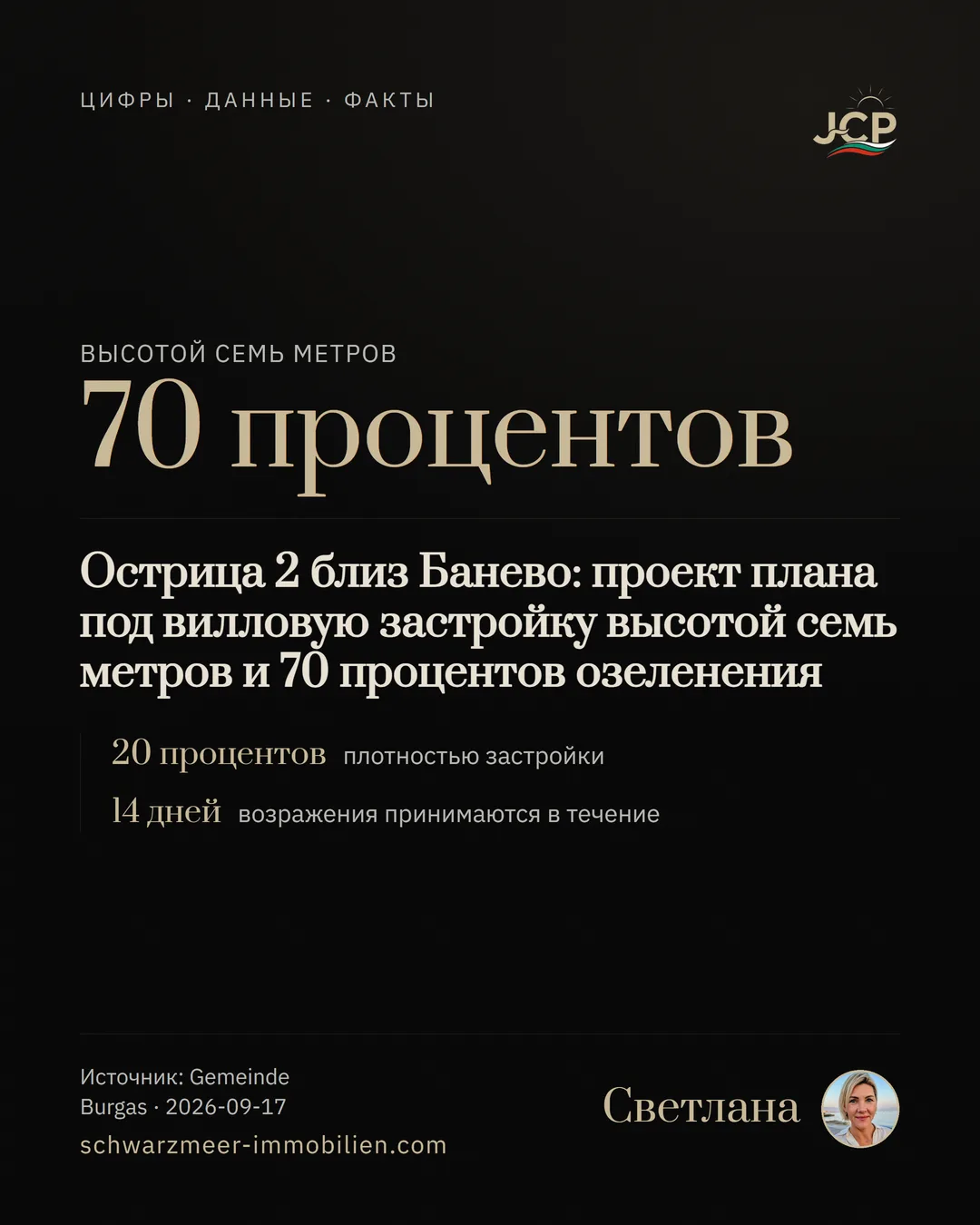 Острица 2 близ Банево: проект плана под вилловую застройку высотой семь метров и 70 процентов озеленения