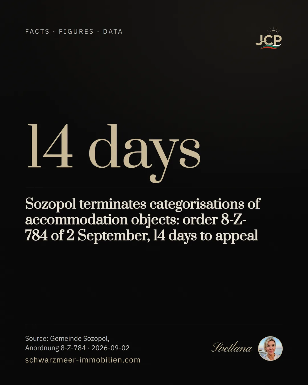 Sozopol terminates categorisations of accommodation objects: order 8-Z-784 of 2 September, 14 days to appeal