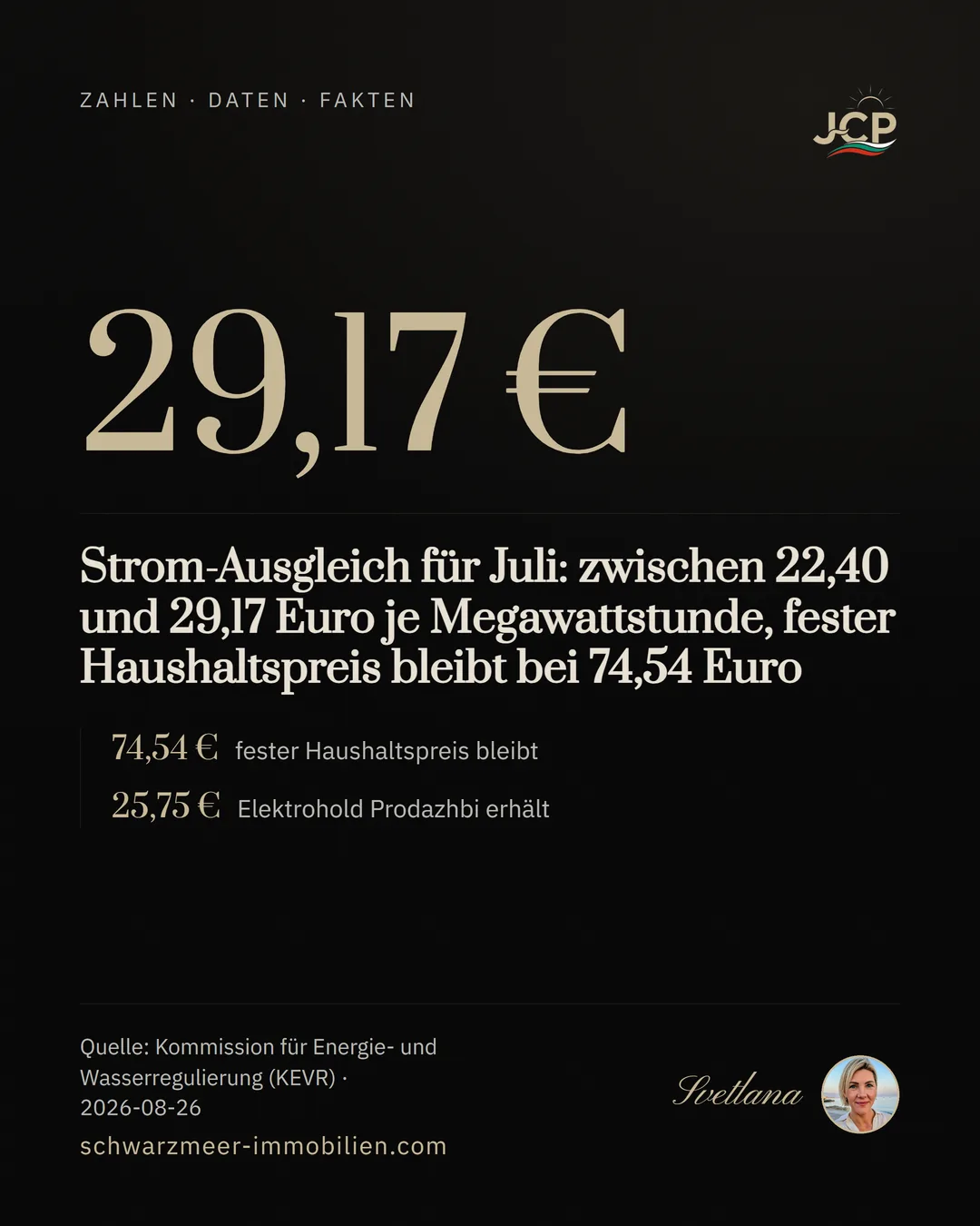 Strom-Ausgleich für Juli: zwischen 22,40 und 29,17 Euro je Megawattstunde, fester Haushaltspreis bleibt bei 74,54 Euro