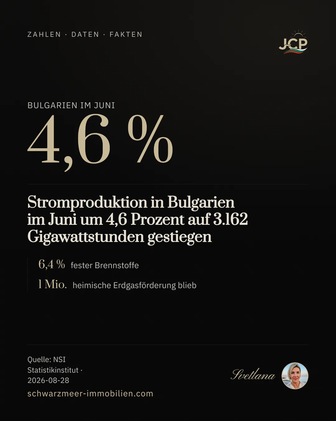 Stromproduktion in Bulgarien im Juni um 4,6 Prozent auf 3.162 Gigawattstunden gestiegen
